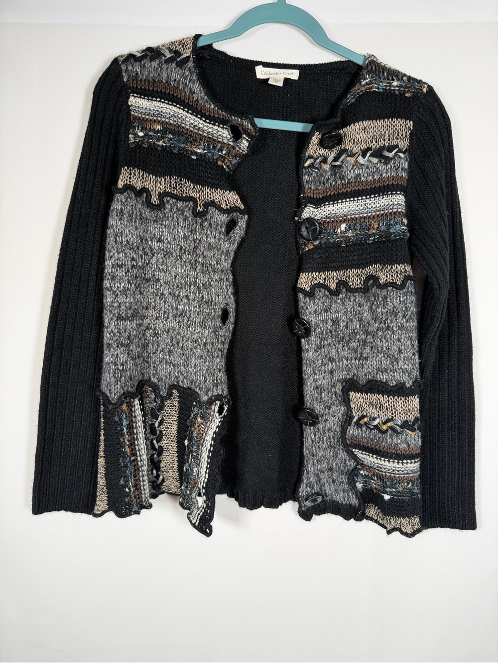 90s, Y2K Whimsigoth, Fairy Grunge, Mixed Knit Button Down Cardigan